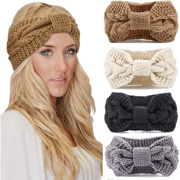 Winter Knit Headbands Women Crochet Ear Warmer Winter Accessories 4 Pack main image 6